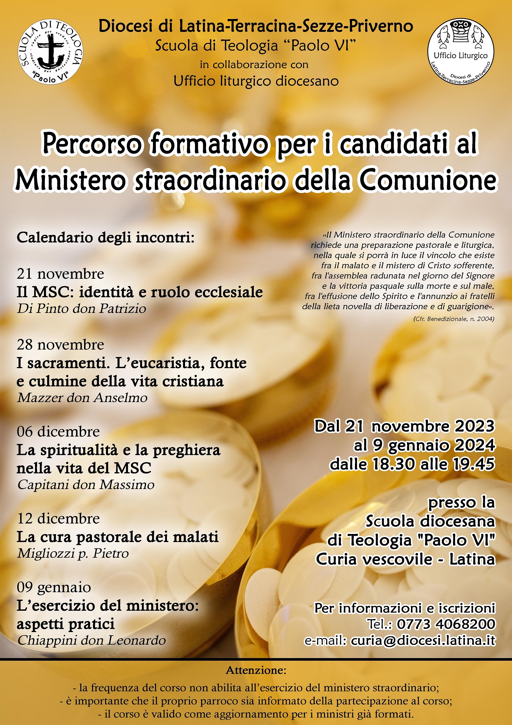 Corso Per Ministro Straordinario Dell'eucaristia Nuovo corso per i ministri straordinari della Comunione 2023 – Diocesi